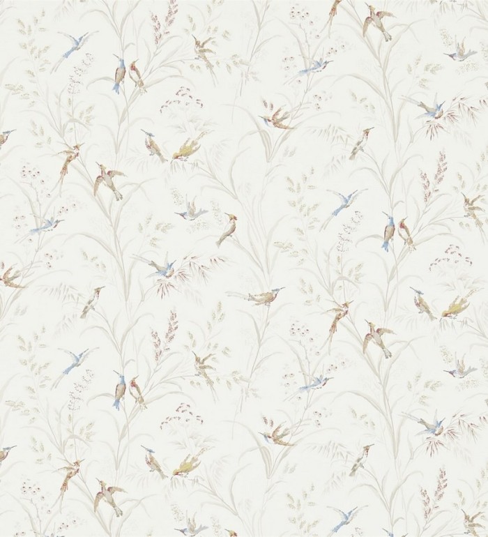 Papel pintado pájaros en hojas de juncos - Florestine 565172