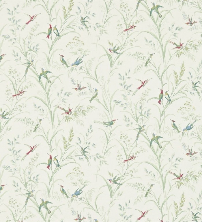 Papel pintado pájaros en hojas de juncos - Florestine 565173