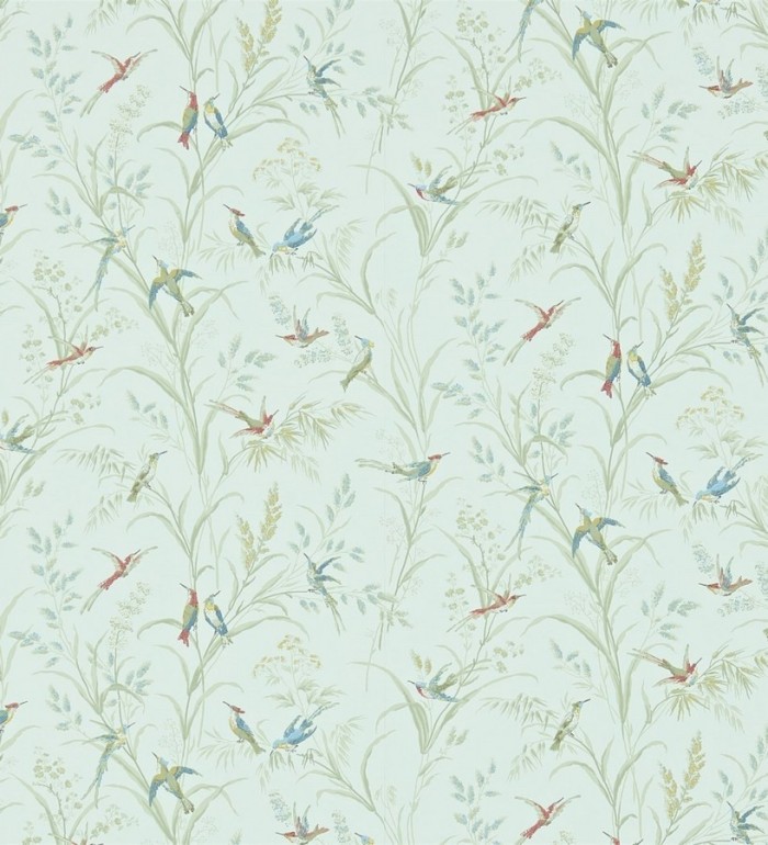 Papel pintado pájaros en hojas de juncos - Florestine 565174