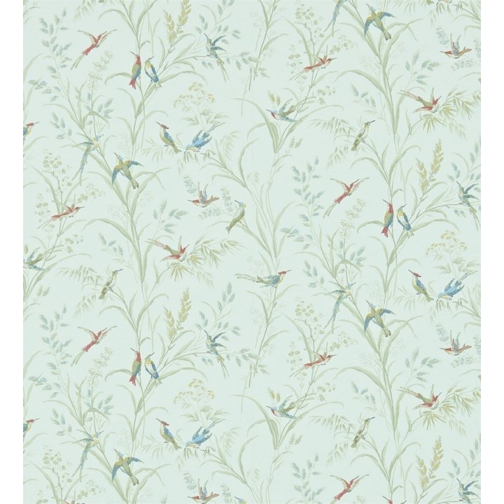 Papel pintado pájaros en hojas de juncos - Florestine 565174