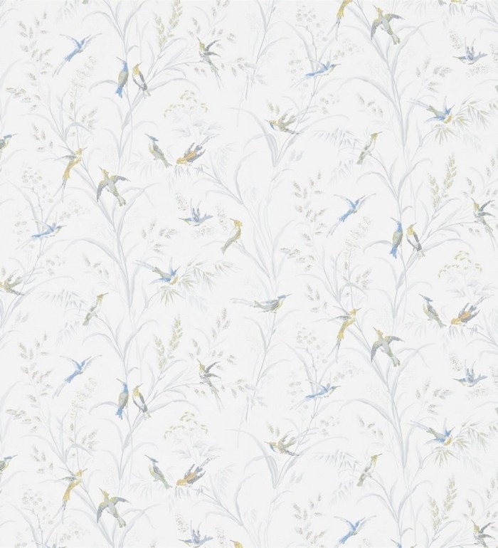 Papel pintado pájaros en hojas de juncos - Florestine 565175