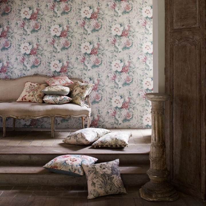 Papel pintado flores románticas al óleo vintage - Estefanía 565180