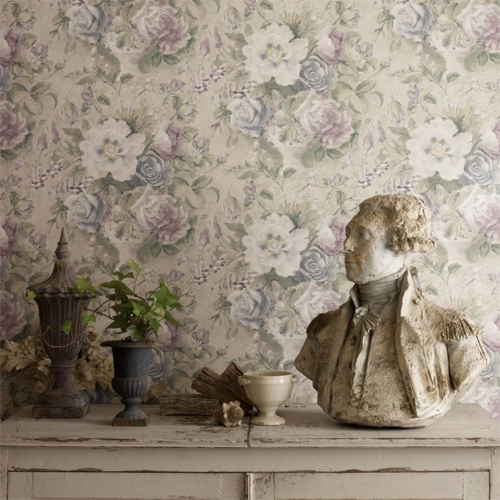 Papel pintado flores románticas al óleo vintage - Estefanía 565181