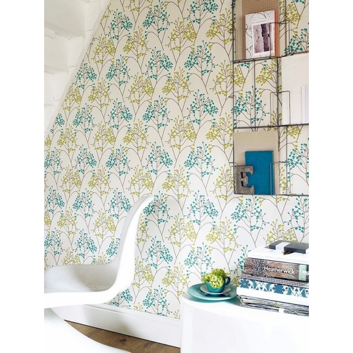 Papel pintado árboles de hojas pequeñas estilo inglés - Léonore 565194