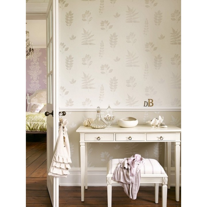 Papel pintado hojas variadas Shabby Chic artísticas - Zamia 565204