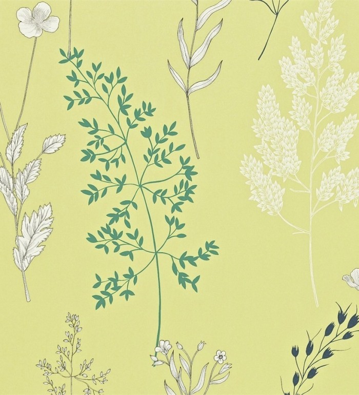 Papel pintado ramilletes de hojas pequeñas diseño artístico - Selène 565212