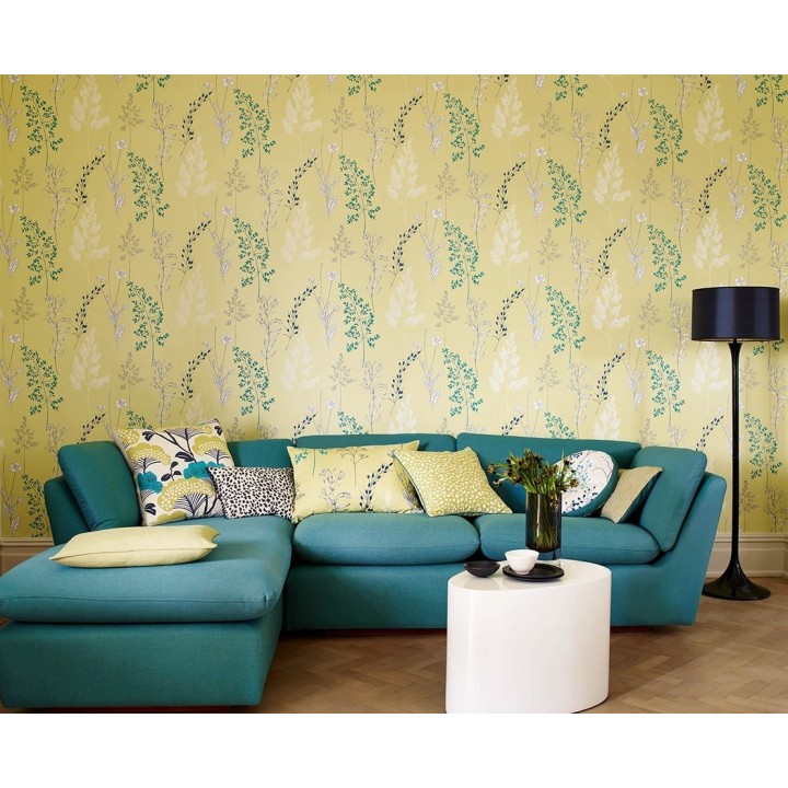 Papel pintado ramilletes de hojas pequeñas diseño artístico - Selène 565212