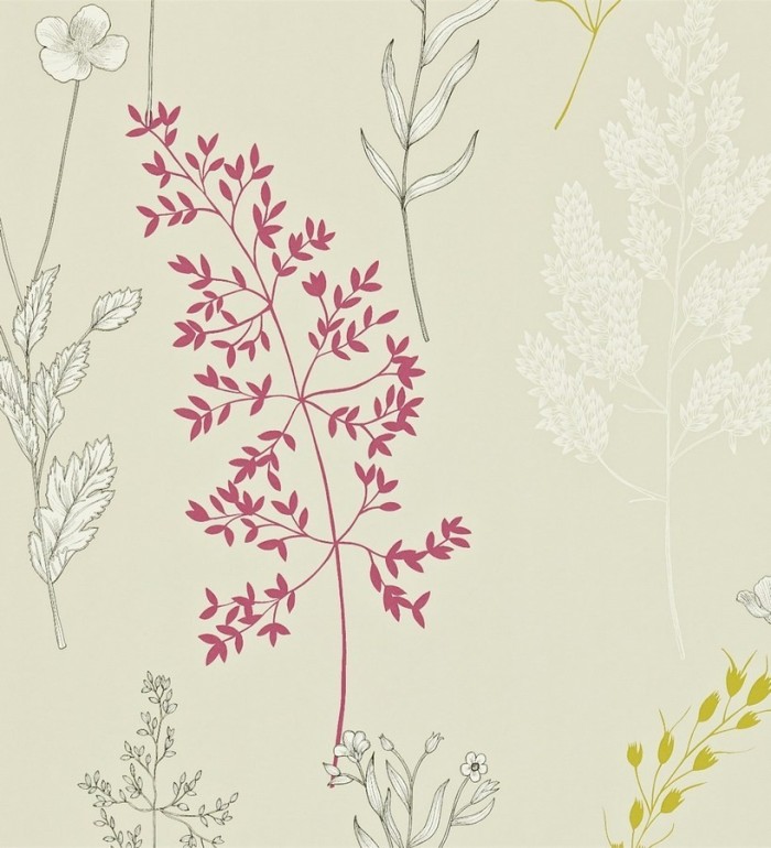 Papel pintado ramilletes de hojas pequeñas diseño artístico - Selène 565213