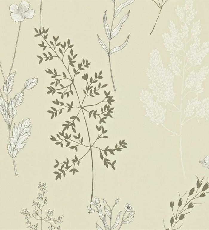 Papel pintado ramilletes de hojas pequeñas diseño artístico - Selène 565214