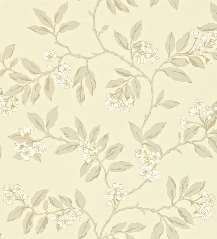 Papel pintado ramas artísticas con hojas y flores pequeñas - Donatella 565226