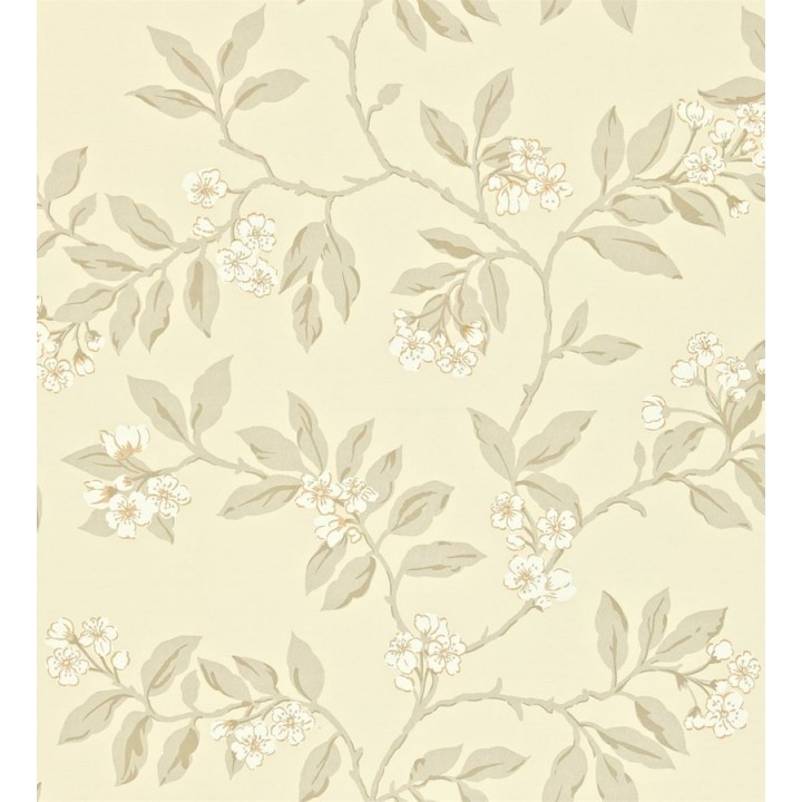 Papel pintado ramas artísticas con hojas y flores pequeñas - Donatella 565226