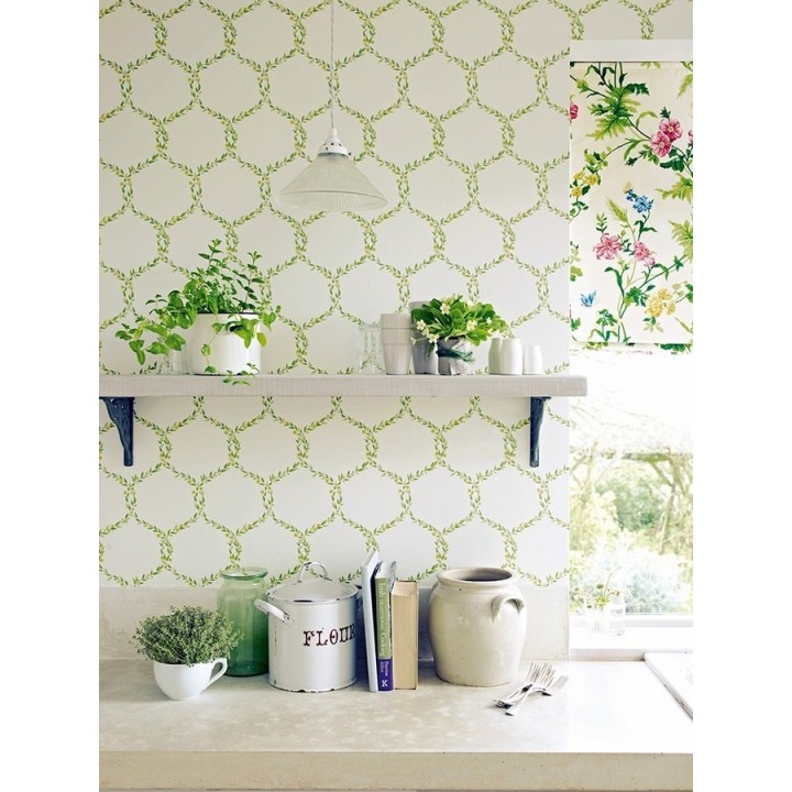 Papel pintado ornamental de hojas de laurel artístico - Lenoire 565240