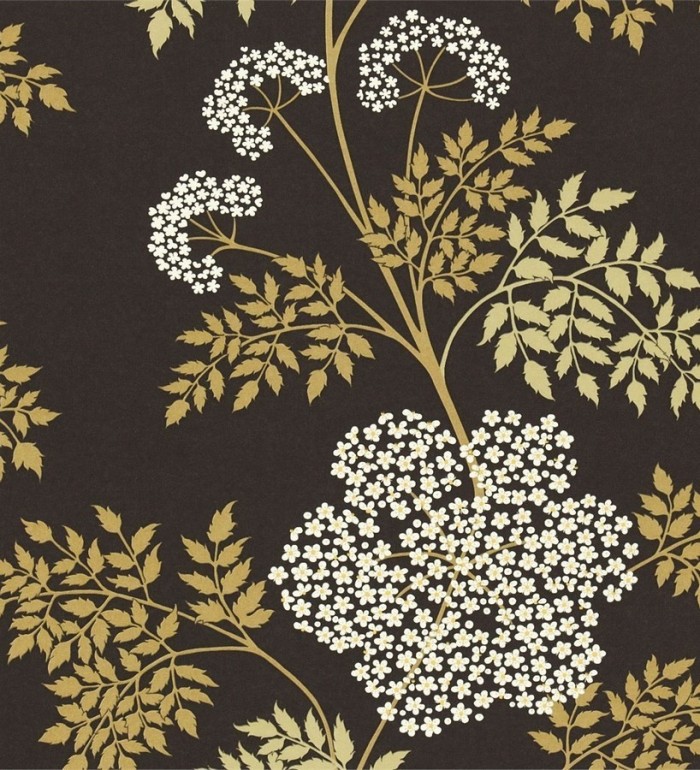 Papel pintado hortensias y hojas pequeñas artísticas - Naoko 565244