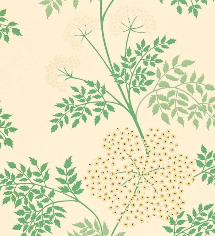 Papel pintado hortensias y hojas pequeñas artísticas - Naoko 565247