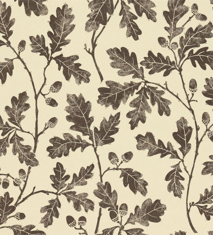 Papel pintado hojas de roble y bellotas artísticas - Calinda 565266
