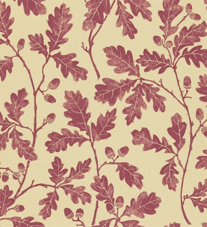 Papel pintado hojas de roble y bellotas artísticas - Calinda 565267