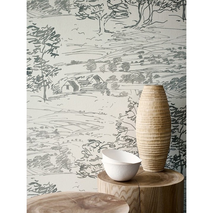 Papel pintado boceto de paisaje campestre artístico - Renée 565287