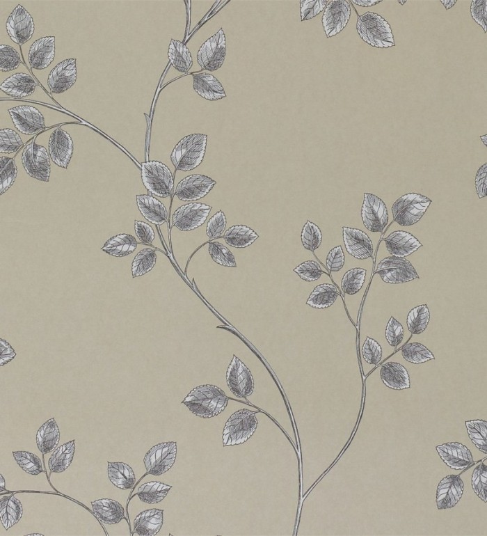Papel pintado hojas artísticas sutilmente rayadas - Lucie 565311