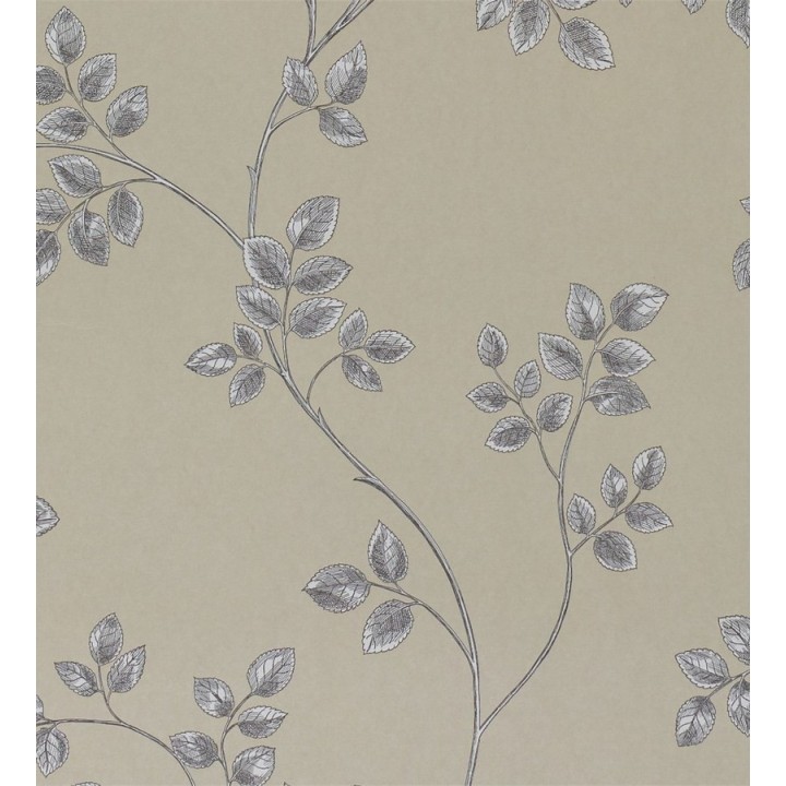 Papel pintado hojas artísticas sutilmente rayadas - Lucie 565311