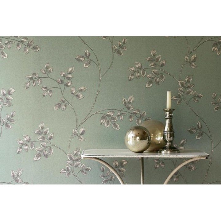 Papel pintado hojas artísticas sutilmente rayadas - Lucie 565312