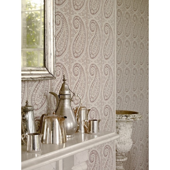 Papel pintado rayas verticales con motivos cashmere - Latika 565351