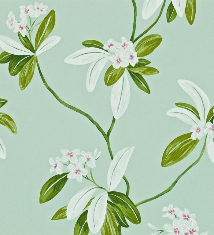 Papel pintado flores y hojas delgadas vintage al óleo - Givanna 565354