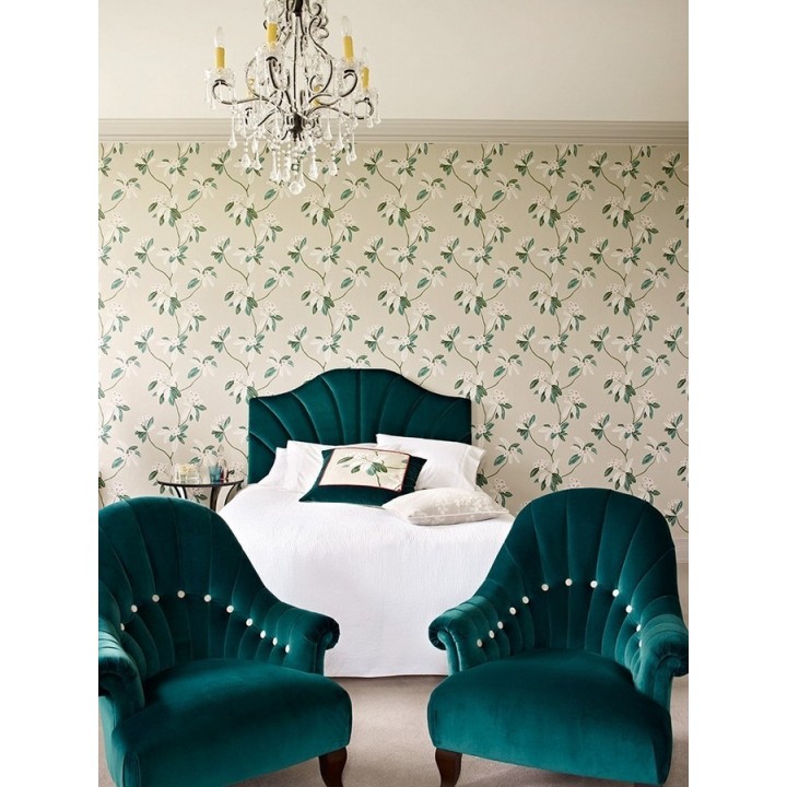 Papel pintado flores y hojas delgadas vintage al óleo - Givanna 565356