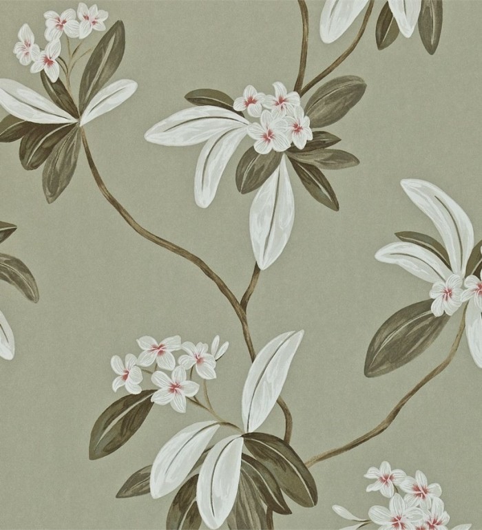 Papel pintado flores y hojas delgadas vintage al óleo - Givanna 565357