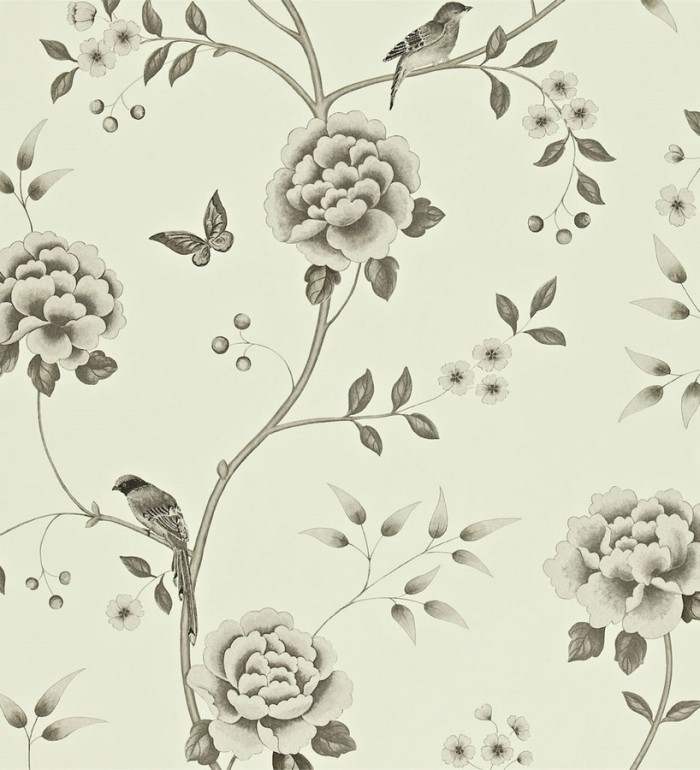 Papel pintado flores con pájaros y mariposas románticas - Jacqueline 565376