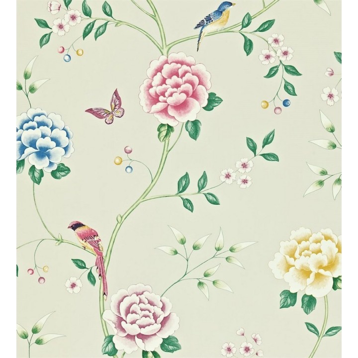 Papel pintado flores con pájaros y mariposas románticas - Jacqueline 565377