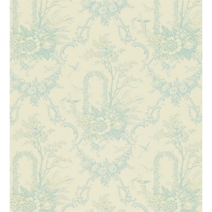 Papel pintado toile de jouy arreglos florales y pájaros - Cartellier 565379
