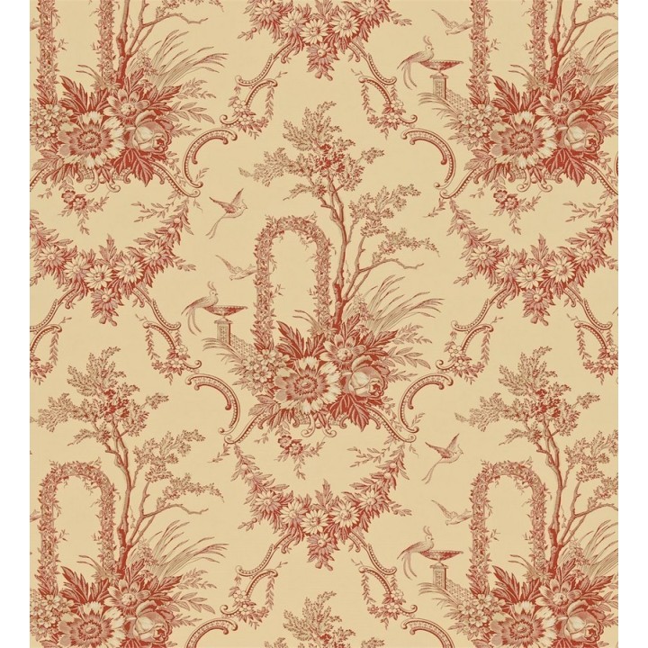 Papel pintado toile de jouy arreglos florales y pájaros - Cartellier 565381