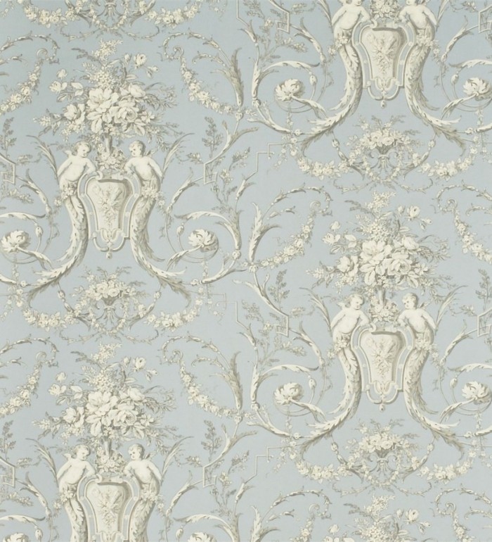 Papel pintado toile de jouy arreglos florales y pájaros - Girodet 565383