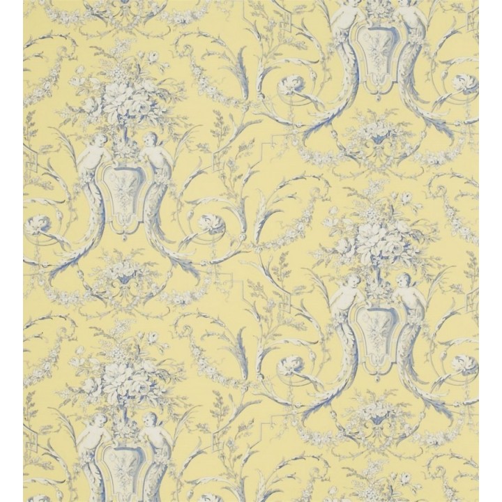Papel pintado toile de jouy arreglos florales y pájaros - Girodet 565384