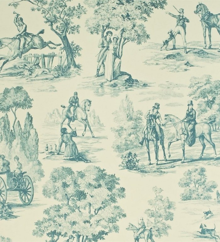 Papel pintado toile de jouy inglés escenas caza del zorro - Chevalerie 565389