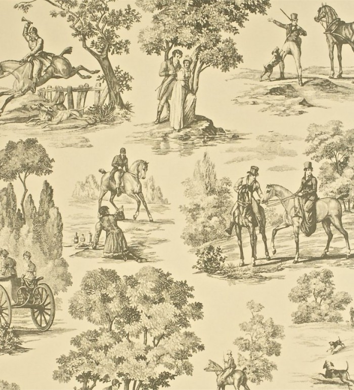 Papel pintado toile de jouy inglés escenas caza del zorro - Chevalerie 565390
