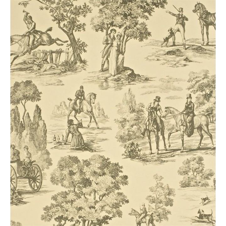 Papel pintado toile de jouy inglés escenas caza del zorro - Chevalerie 565390