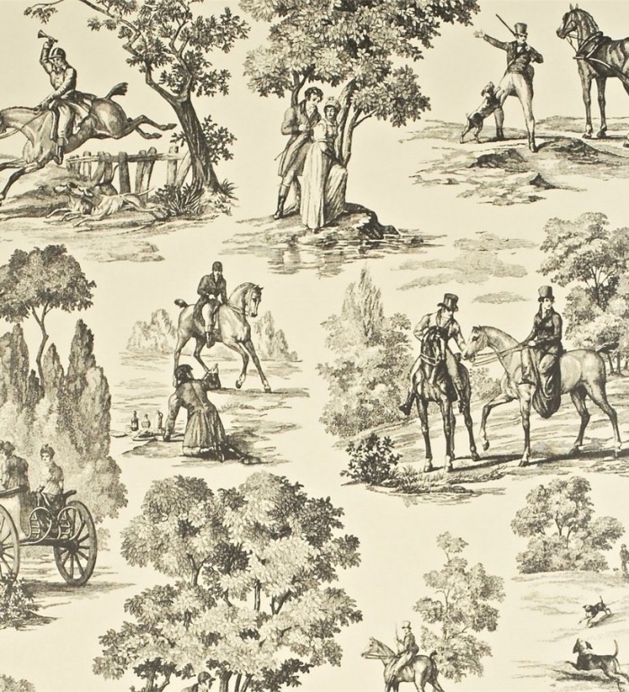 Papel pintado toile de jouy inglés escenas caza del zorro - Chevalerie 565391