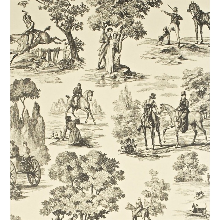Papel pintado toile de jouy inglés escenas caza del zorro - Chevalerie 565391
