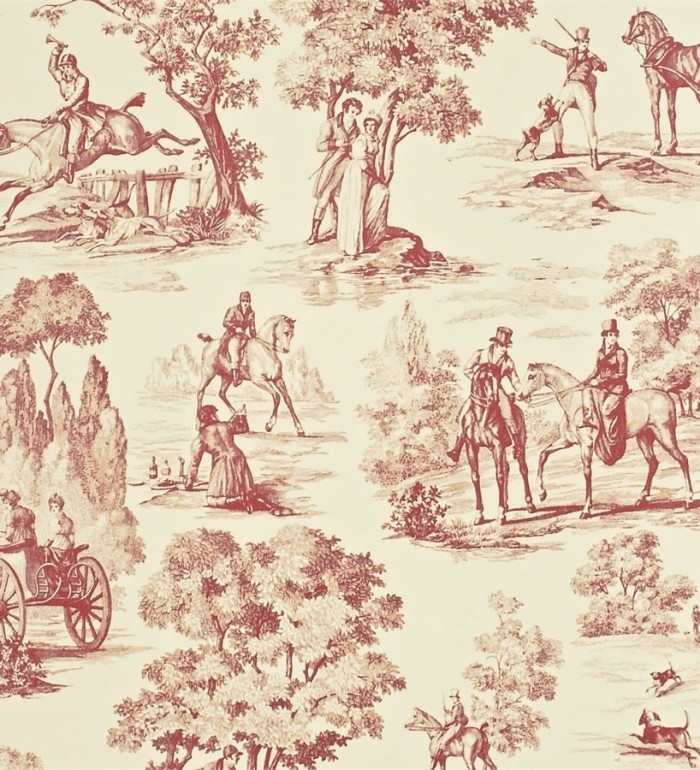 Papel pintado toile de jouy inglés escenas caza del zorro - Chevalerie 565392