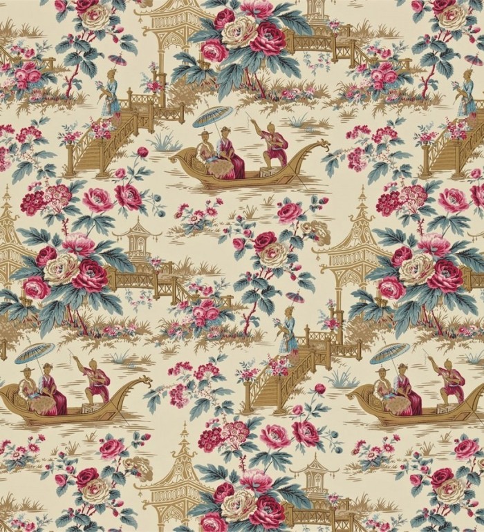 Papel pintado toile de jouy motivos orientales y flores - Ming Palace 565400