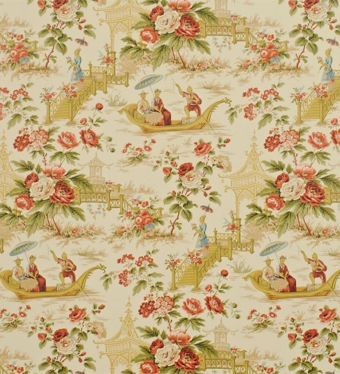 Papel pintado toile de jouy motivos orientales y flores - Ming Palace 565401