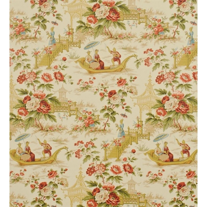 Papel pintado toile de jouy motivos orientales y flores - Ming Palace 565401