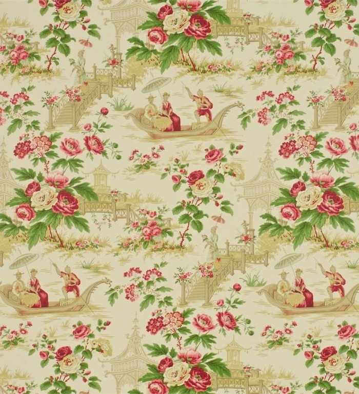 Papel pintado toile de jouy motivos orientales y flores - Ming Palace 565402