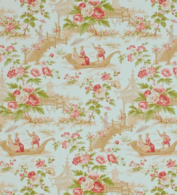 Papel pintado toile de jouy motivos orientales y flores - Ming Palace 565403
