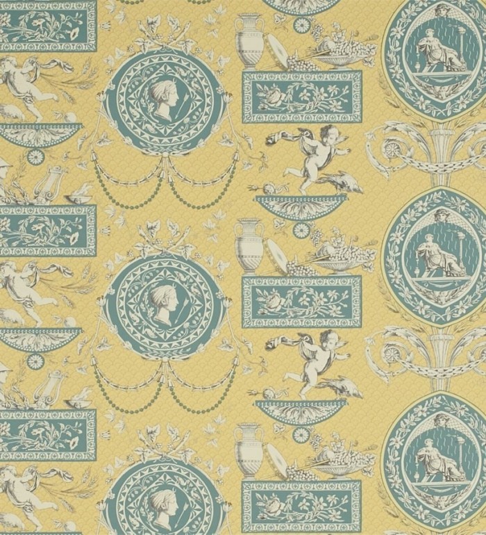 Papel pintado medallones y jarrones con ángeles clásicos - Mercier 565404
