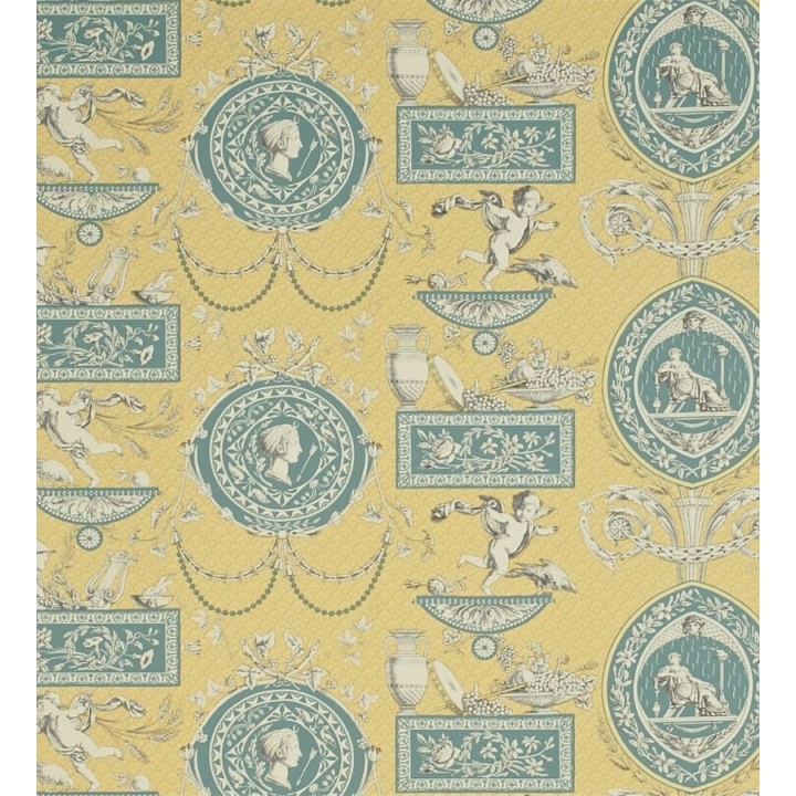 Papel pintado medallones y jarrones con ángeles clásicos - Mercier 565404