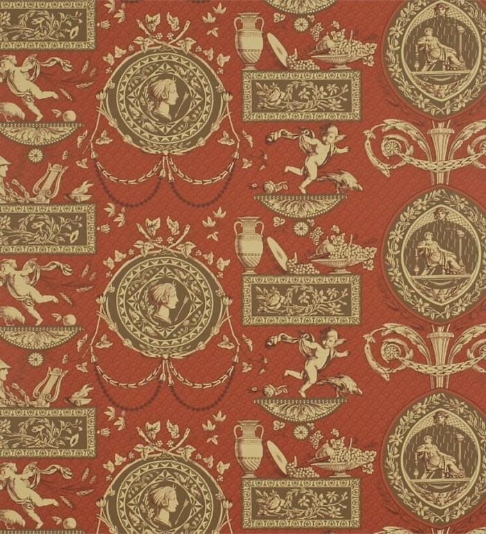 Papel pintado medallones y jarrones con ángeles clásicos - Mercier 565405