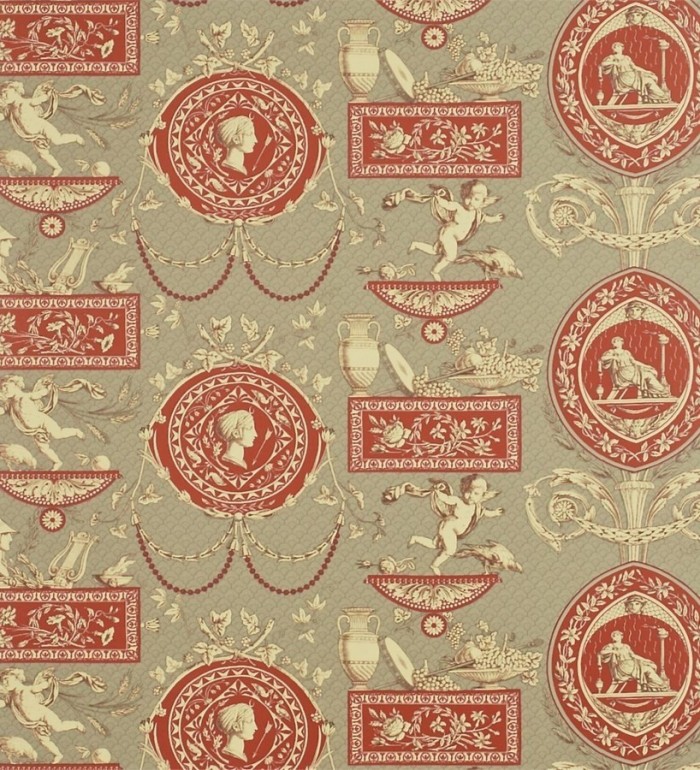 Papel pintado medallones y jarrones con ángeles clásicos - Mercier 565406