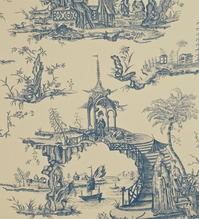 Papel pintado toile de jouy diseño oriental ascentral - Pompadour 565412